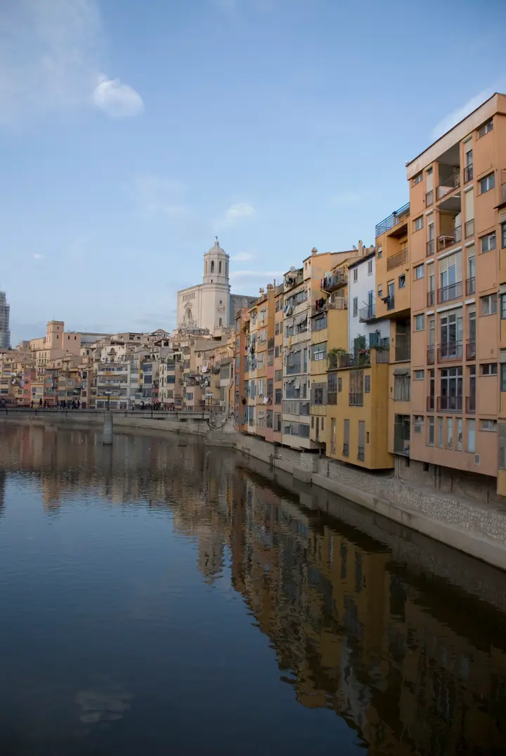 Girona cathedral above the river Onyar